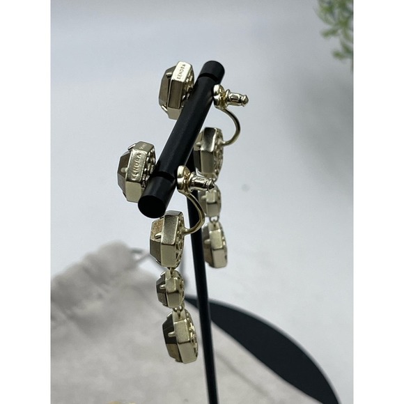 Kendra Scott Ruthie Studs Dangle Drop Gold Plated Pyrite 2 in 1 Earrings - Picture 13 of 15